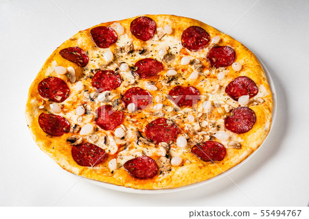 Hot Homemade Pepperoni Pizza on the white background 55494767