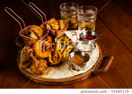 beer plate on the wooden background beer plate on the wooden background 55495178