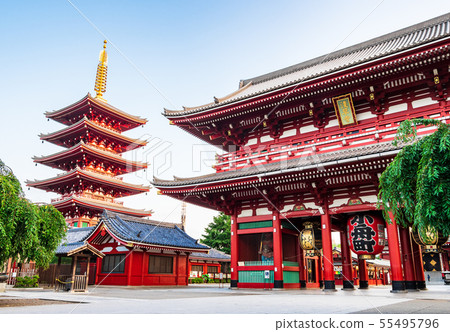Senso-ji Temple Hokuramon和五層寶塔 55495796