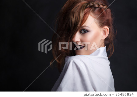 Dark makeup. Beautiful young fashion girl with Dark makeup. Beautiful young fashion girl with 55495954
