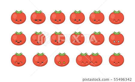 Tomato cute kawaii mascot. Set kawaii food faces Tomato cute kawaii mascot. Set kawaii food faces 55496342