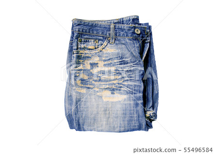blue jeans. jeans folded isolated on white blue jeans. jeans folded isolated on white 55496584
