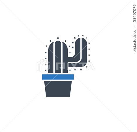 Cactus related vector glyph icon. 55497076