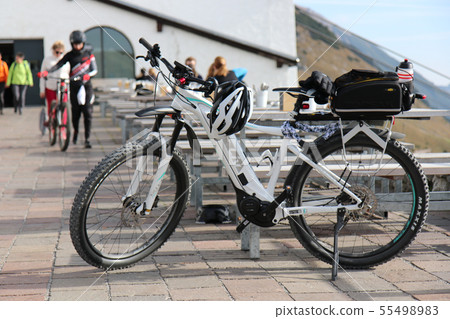 Mountain biking equipment in the woods, Mountain biking equipment in the woods, 55498983