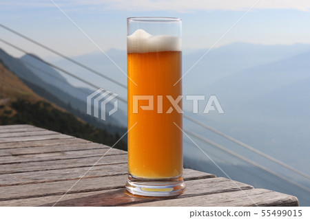 Beer on mountain view. table 55499015