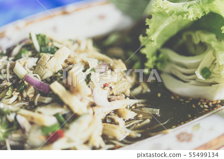 Bamboo shoot spicy salad (Soup Knor Mai) in market Bamboo shoot spicy salad (Soup Knor Mai) in market 55499134