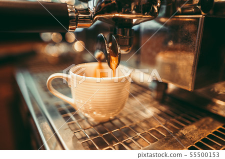 Hot Coffee in the cafe Coffee cup in the cafe bar Hot Coffee in the cafe Coffee cup in the cafe bar 55500153
