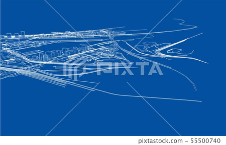 Outline city concept. Wire-frame style Outline city concept. Wire-frame style 55500740