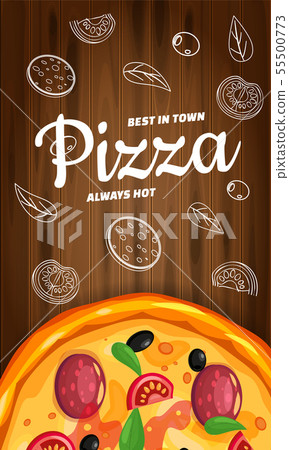 Pizza Pizzeria Italian Template Vertical Flyer Stock Illustration