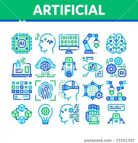 Artificial Intelligence Vector Thin Icons Set 55501397