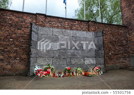 Firing wall, German death camp Auschwitz II Firing wall, German death camp Auschwitz II 55501756
