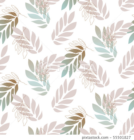 Outline leaves gradient lavender colors seamless vector pattern. Outline leaves gradient lavender colors seamless vector pattern. 55501827