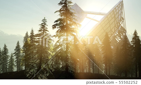 The observatory radio telescope in forest at 55502252