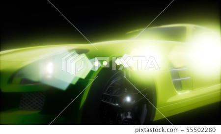 luxury sport car in dark studio with bright lights 55502280