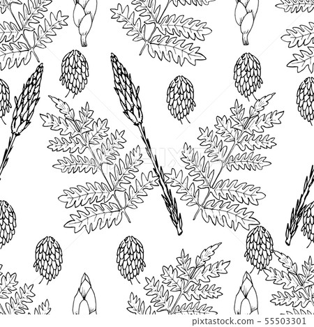 Botanical seamless pattern in vintage style. Botanical seamless pattern in vintage style. 55503301