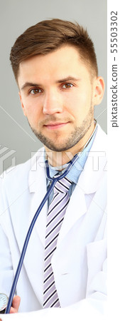Thoughtful doctor posing in clinic 55503302