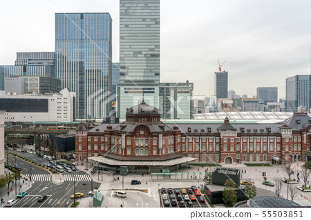 Scene of Tokyo railway station from terrace at afternoon time, architecture, landmark and transportation concept Scene of Tokyo railway station from terrace at afternoon time, architecture, landmark and transportation concept 55503851