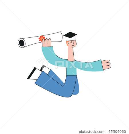 Vector happy teen graduate man student jumps Vector happy teen graduate man student jumps 55504060