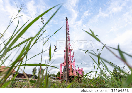 Pile crane or pile driven machine set up in construction site Pile crane or pile driven machine set up in construction site 55504888