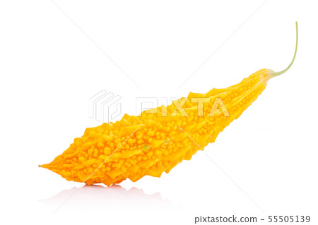 Ripe of yellow Bitter cucumber or Bitter gourd. Studio shot isolated on white 55505139