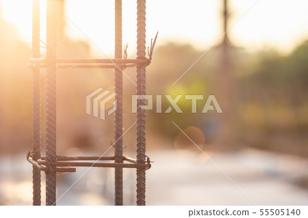 Rebar steel for pillar or pole in process of house building 55505140