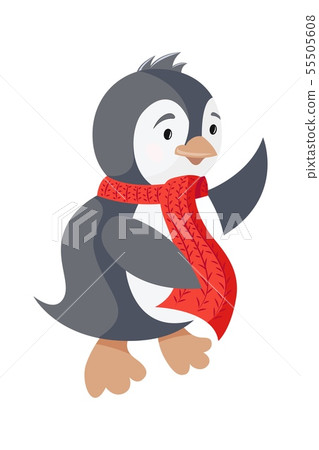 Cute penguin icon in side standing pose isolated on white background Cute penguin icon in side standing pose isolated on white background 55505608