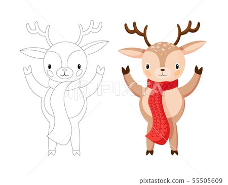 Little Deer isolated on white. Reindeer greeting you. Smiling cartoon character Little Deer isolated on white. Reindeer greeting you. Smiling cartoon character 55505609