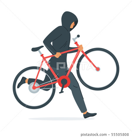 Criminal stealing bicycle vector illustration Criminal stealing bicycle vector illustration 55505808