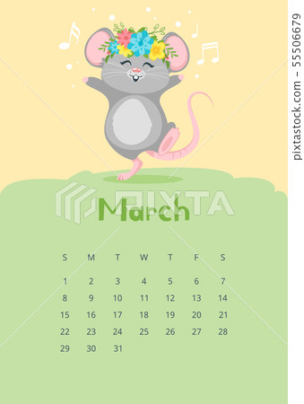 March calendar flat vector template - Stock Illustration [55506679] - PIXTA