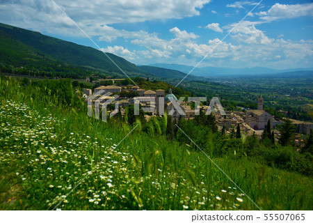 鳥瞰圖美麗的山城堡淺井西的著名看法。 55507065