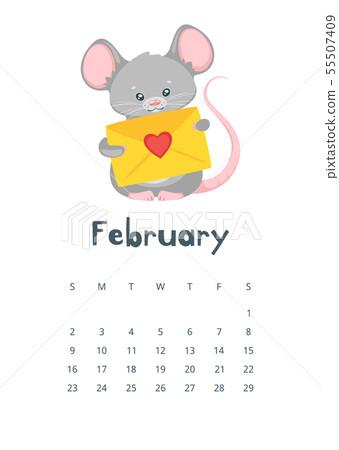 February calendar flat vector illustration - Stock Illustration ...