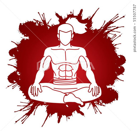 Samurai warrior sitting cartoon graphic vector. 55507787