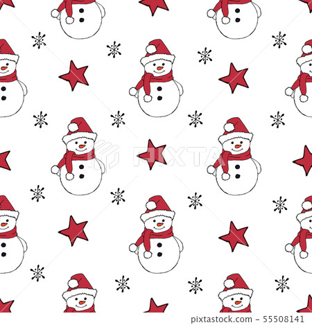 Christmas seamless pattern with snowman, fir trees and snowflakes. Perfect for wallpaper, wrapping Christmas seamless pattern with snowman, fir trees and snowflakes. Perfect for wallpaper, wrapping 55508141