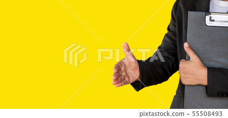 young business woman shaking hand isolated on 55508493