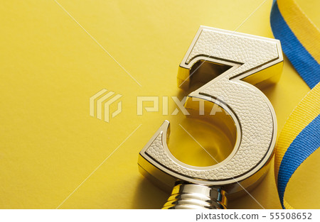 Number three 3rd place runner up gold trophy 55508652
