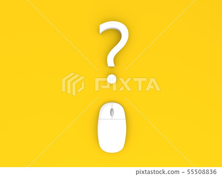Question mark and computer mouse on a yellow - Stock Illustration ...