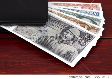 Old Polish money in the black wallet Old Polish money in the black wallet 55510397