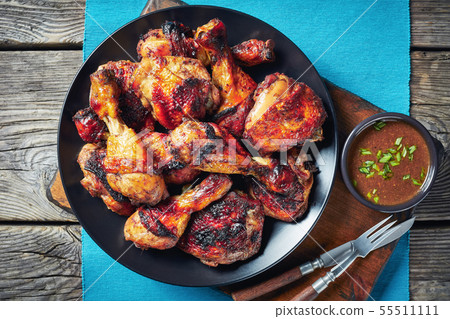 hot Grilled Jamaican Jerk Chicken, close up hot Grilled Jamaican Jerk Chicken, close up 55511111