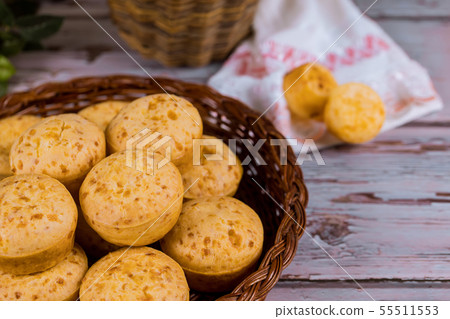 Basket with argentin cheese bread, chipa. Basket with argentin cheese bread, chipa. 55511553