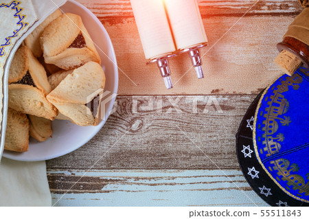 Jewish holiday Purim with carnival mask and 55511843