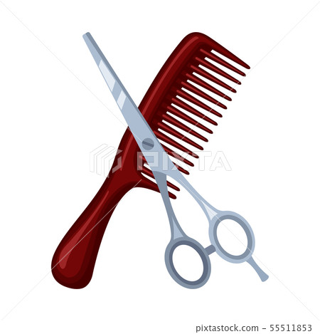 Colorful cartoon comb and scissors 55511853
