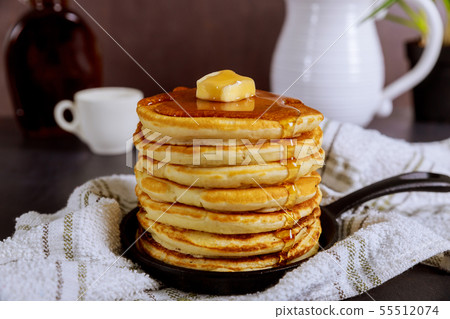 Sweet Homemade Stack of Pancakes with Butter and 55512074