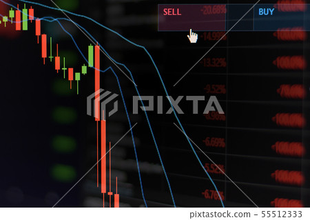 Red stock market graph be in the red on monitor chart investment be in the red trading stock 55512333