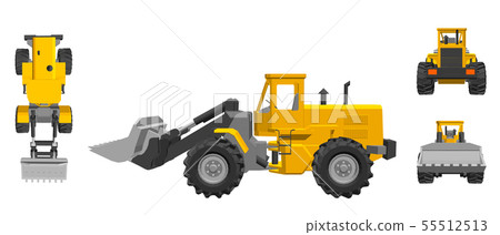 Bulldozer. 3d Vector illustration. Different 55512513