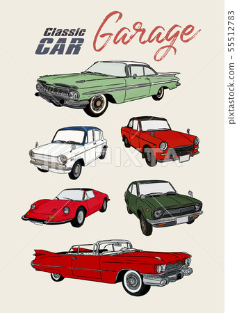 Classic car, hand draw sketch vector. 55512783