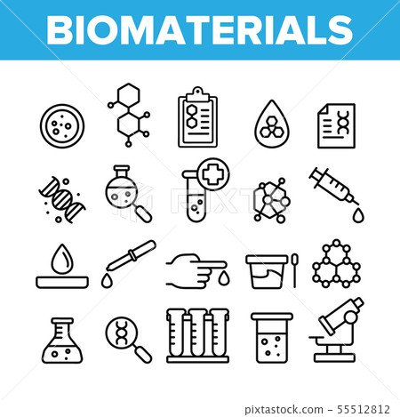 Biomaterials, Medical Analysis Vector Linear Icons Set Biomaterials, Medical Analysis Vector Linear Icons Set 55512812