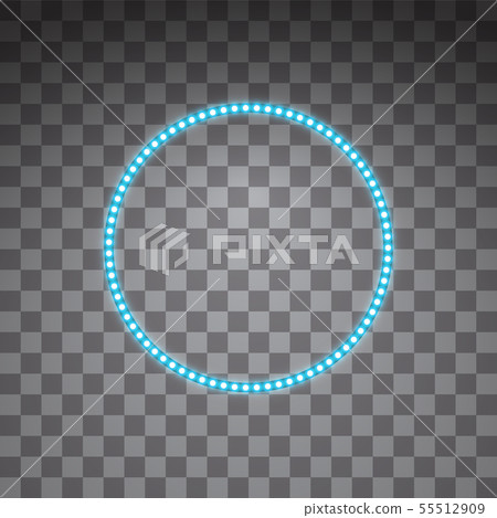 Shining blue led vector circle frames, neon illumination on transparent background. Glowing 55512909