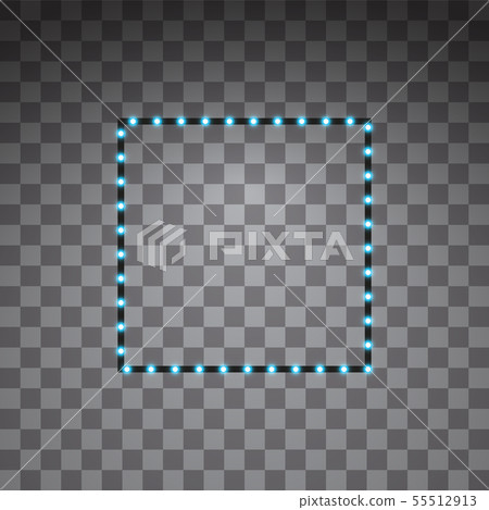 Shining blue led vector square frames, neon illumination on transparent background. Glowing 55512913