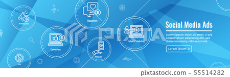 Social Media Ads Icon Set and Web Header Banner Social Media Ads Icon Set and Web Header Banner 55514282