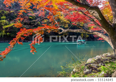 Arashiyama in autumn season along the river Arashiyama in autumn season along the river 55514845
